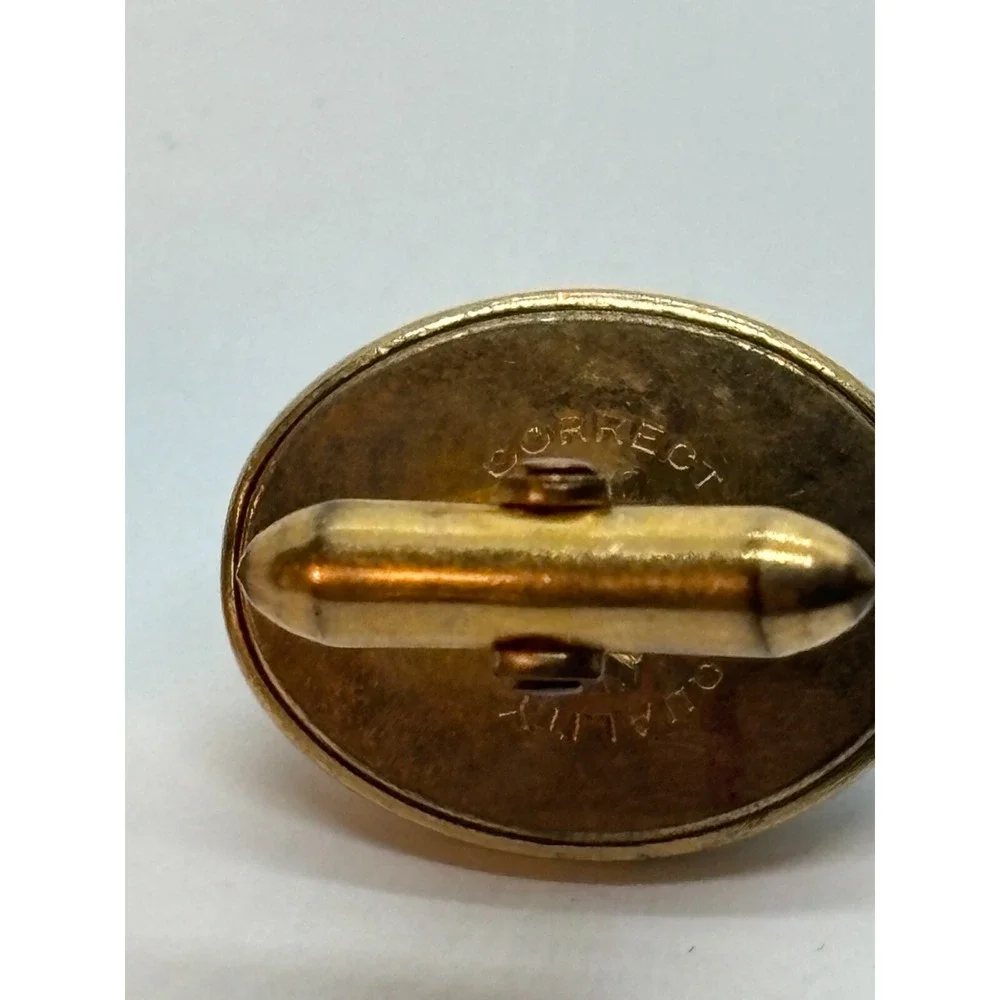 Vintage Blue Glass Cuff Links Gold Tone Pale Blue Signed Correct Quality Wedding